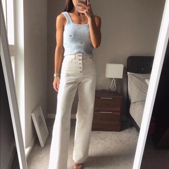 Zara Jeans Nwt Zara Bloggers Favorite Wide Leg White Jeans Poshmark